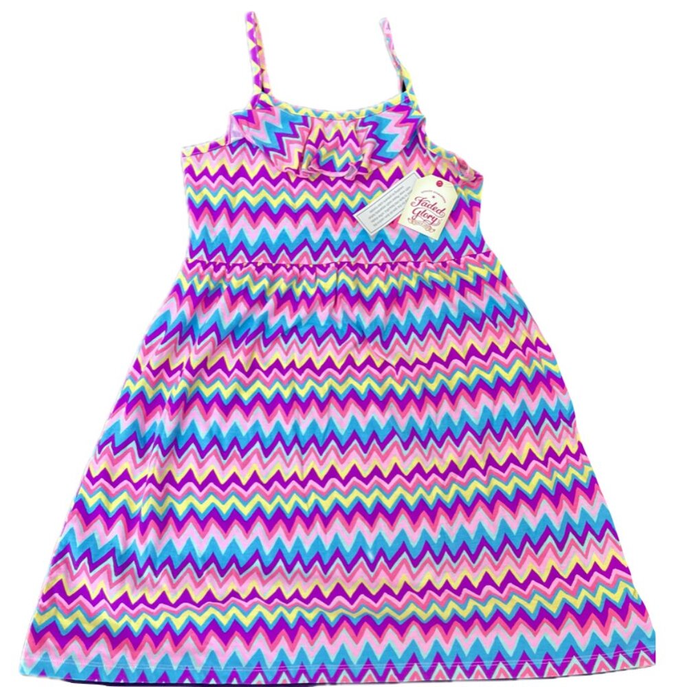 Girls large Faded Glory Neck Ruffle summer dress.
